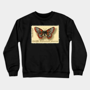 13 Cent Checkerspot Butterfly Postage Stamps Crewneck Sweatshirt